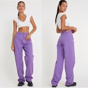 NWT Motel Rocks Parallel Wide Leg High Rise Denim 5-pocket Jeans in Purple